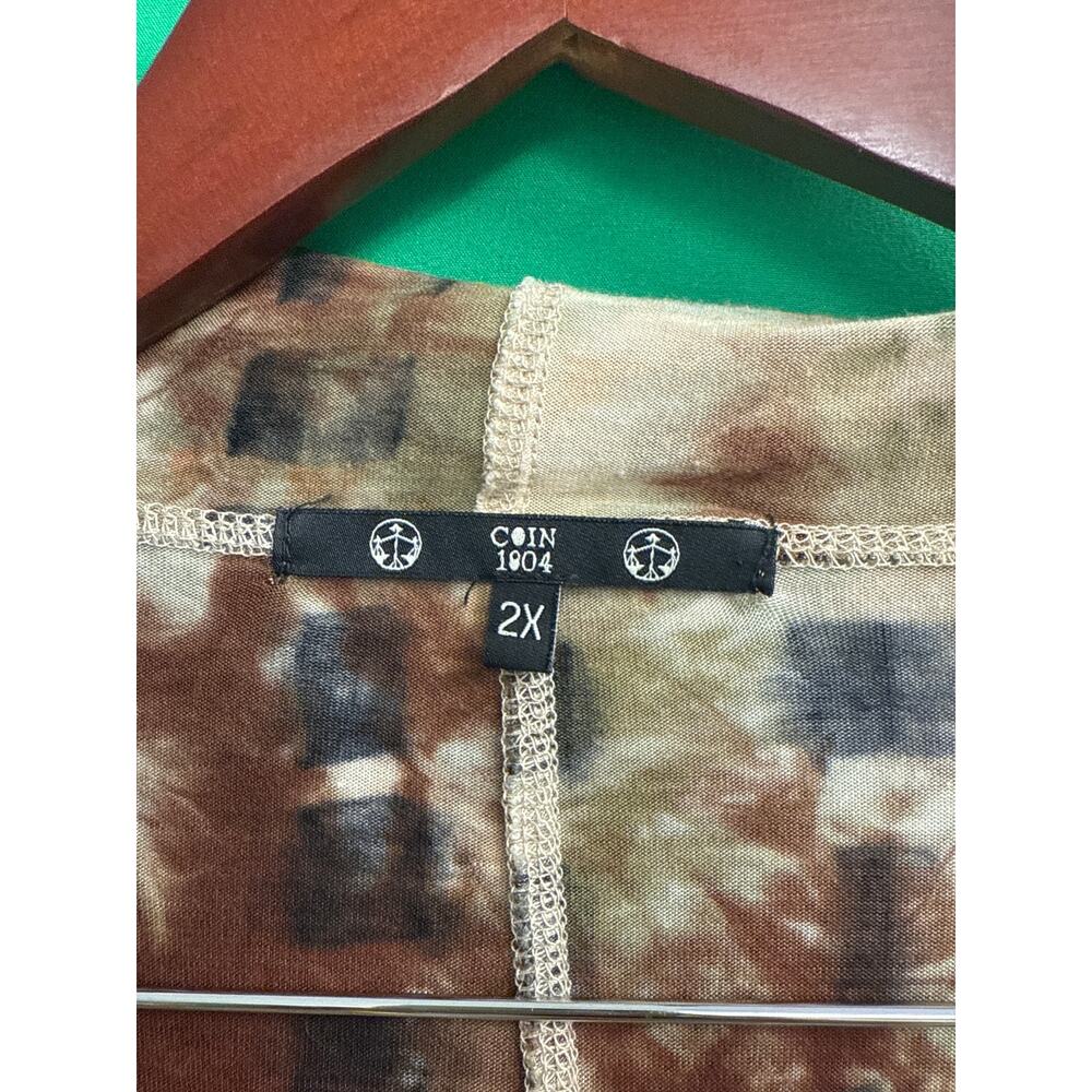 Coin 1804 women’s Tie-Dye Jersey funky Boho long sleeve hoodie open Cardigan  2X - Picture 6 of 7